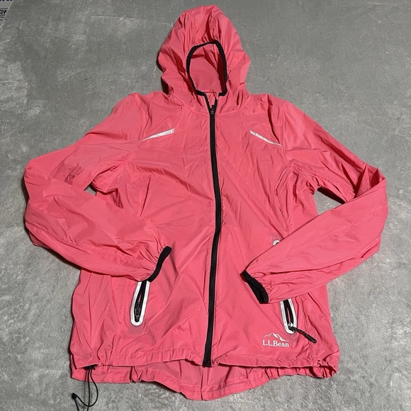 L.L. Bean Jackets & Blazers - LL Bean Jacket Womens Small Pink Hooded‎ Windbreaker Water Resistant Reflective